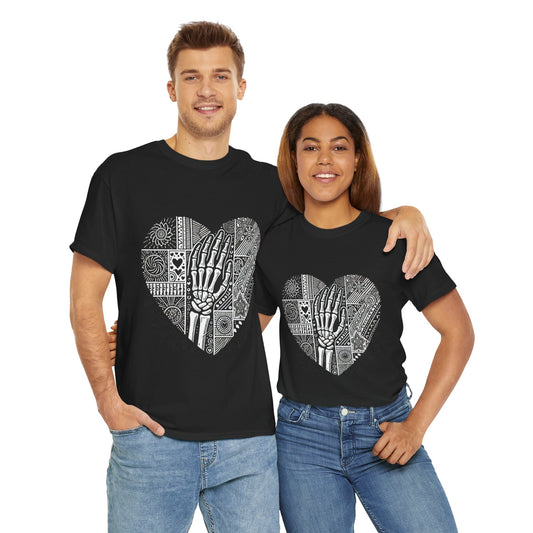 Heart Graphic Unisex Heavy Cotton Tee - Artistic Hand Design